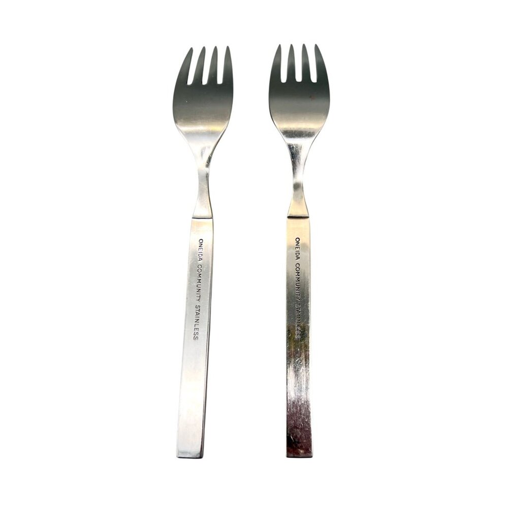 Set Of 2 Oneida Community Isabella Salad Forks Stainless Steel 6 3/4"L - Picture 3 of 4